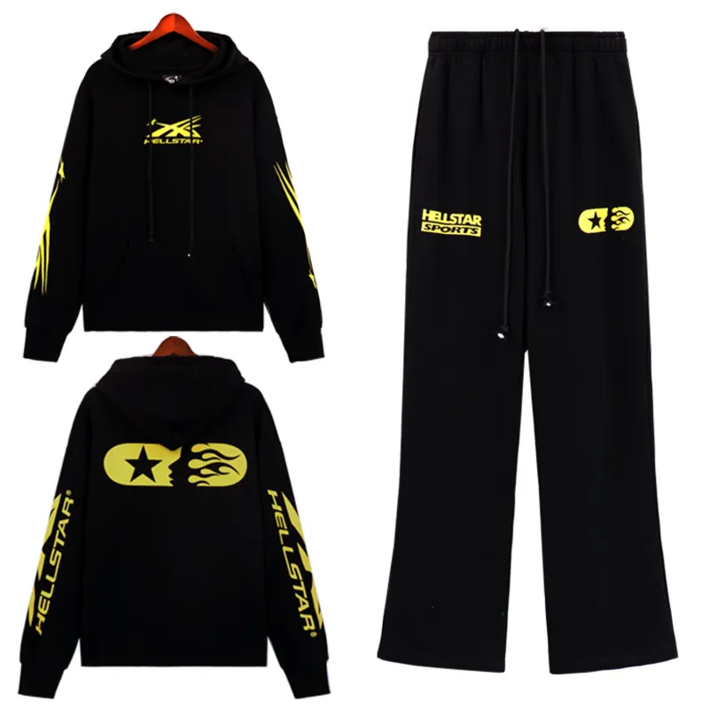 Hellsatr Tracksuit #8195 Black Yellow/Gray/Black White