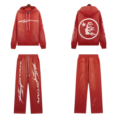 Hellstar Hstar Hoodie & Sweatpants Set #8201-5669 Red 01