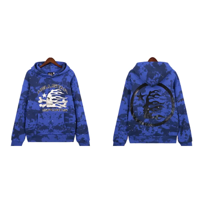 Hellstar Sports Tie-Dye Skull Hoodie & Sweatpants Set #8197 Blue