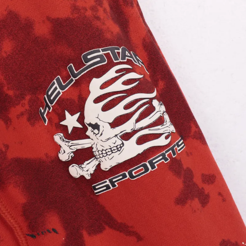 Hellstar Sports Tie-Dye Skull Hoodie & Sweatpants Set #8197 Red