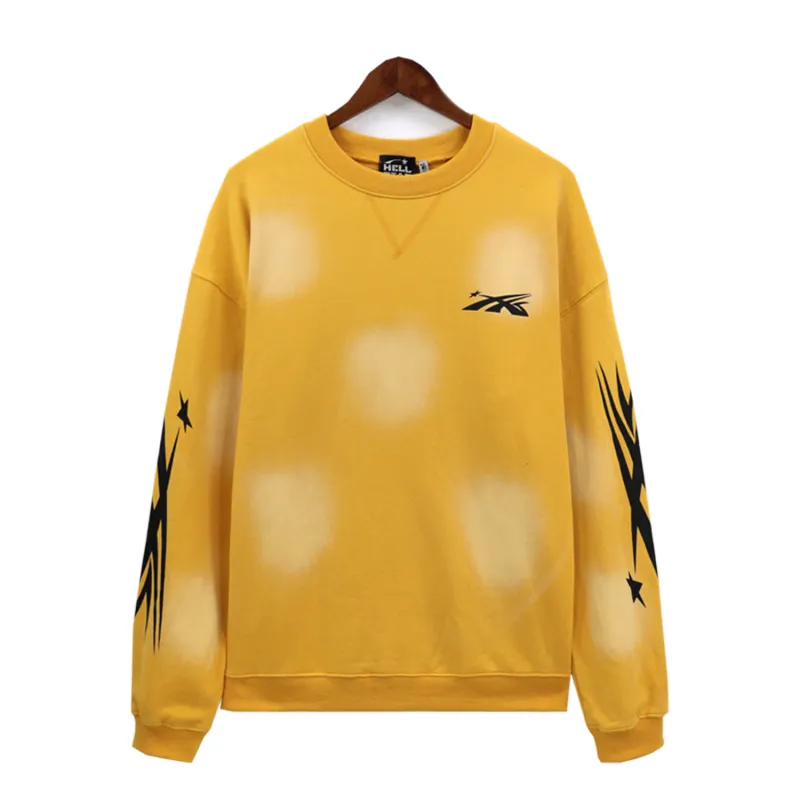 Hellstar Terry Fabric Crewneck #7545 Yellow/White