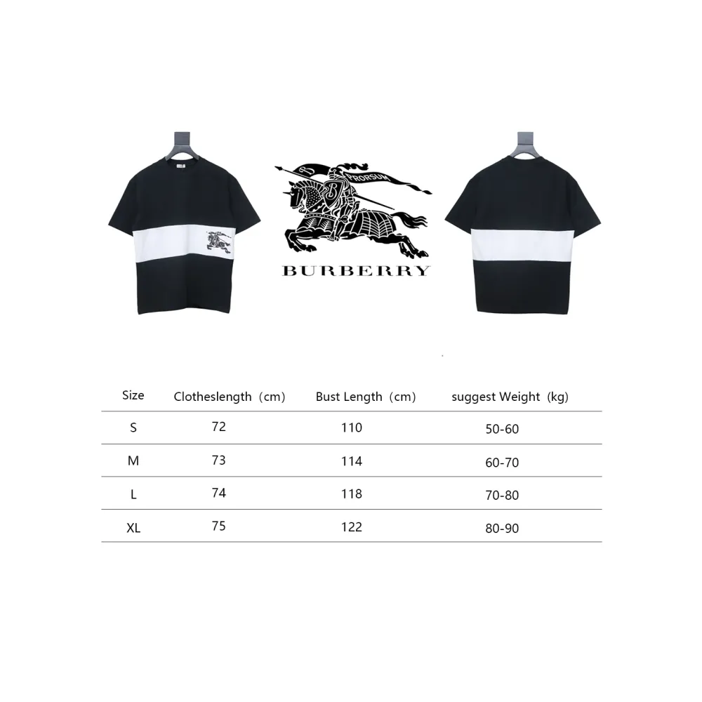 PK God Batch Burberry Black and white striped horse print short sleeves+Godspeed Casual Comfort Holes Straight Jeans #8211 Black