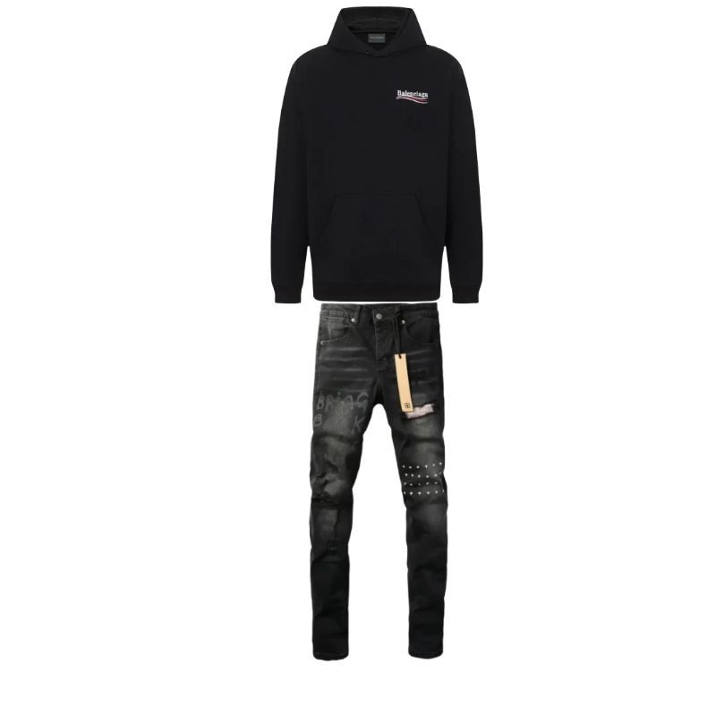 Balenciaga Political Campaign Hoodie Medium Fit 'Black' 600583TKVI91070+Ksubi Jeans PK 3015