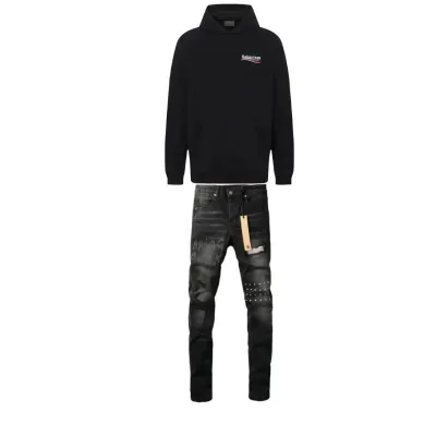 Balenciaga Political Campaign Hoodie Medium Fit 'Black' 600583TKVI91070+Ksubi Jeans PK 3015 01