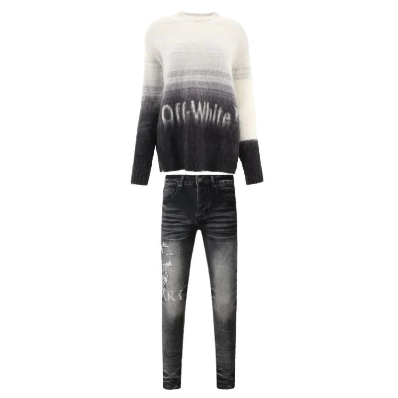 Off-White Gradient Logo Knitwear Multi+Amiri Jean 8906