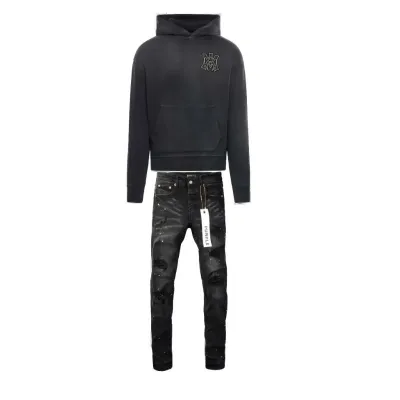 Amiri Ma Hollywood Hoodie Black+Purple Brand Fashion Men Jeans YZ072426 01