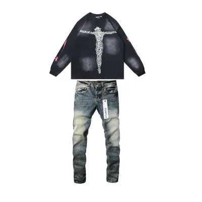 3 Hellstar Christ Long-Sleeve T-Shirt #652 Washed Black+Purple Brand Fashion Men Jeans YZ072431 01