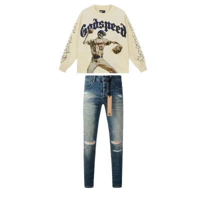 Godspeed Strike Out Long Sleeve T-shirt Bone #3158+Ksubi Jeans PK 3018 01