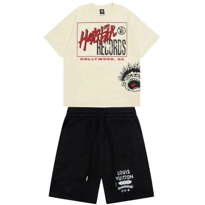 Hellstar Records T-shirt Off-White+Louis Vuitton Shorts Black lv02 01