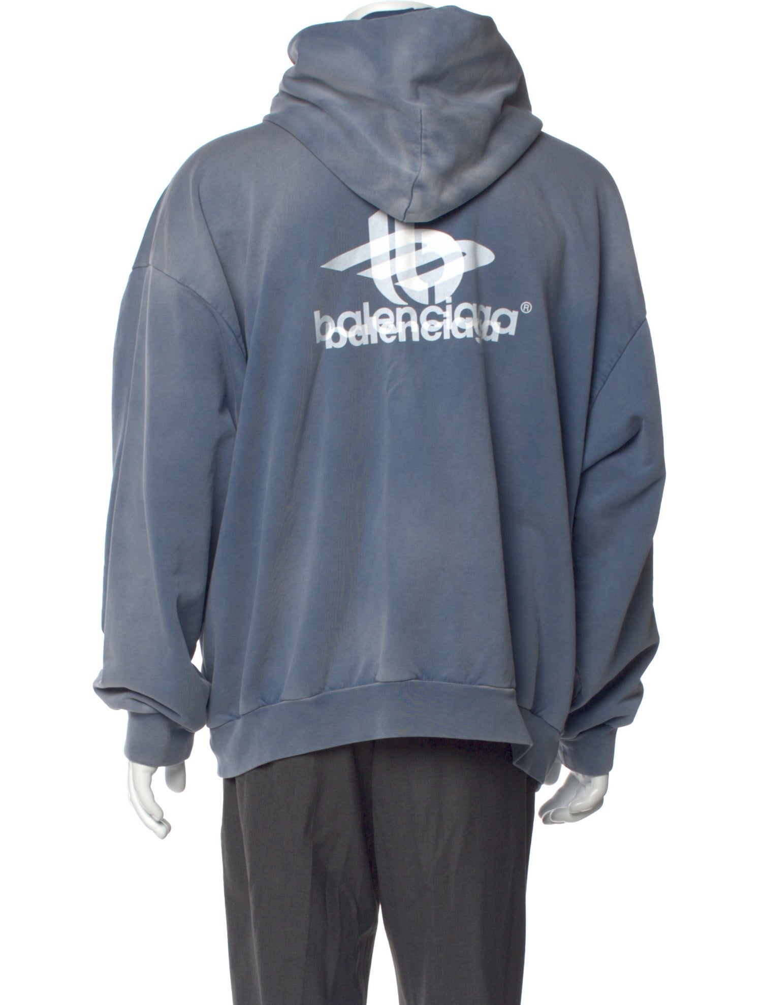 Balenciaga 2023 Graphic Print Hoodie Blue