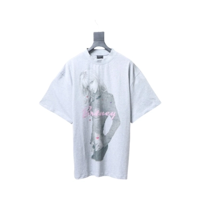 Balenciaga Music Britney Spears Series T-shirt Light Grey & Pink 01