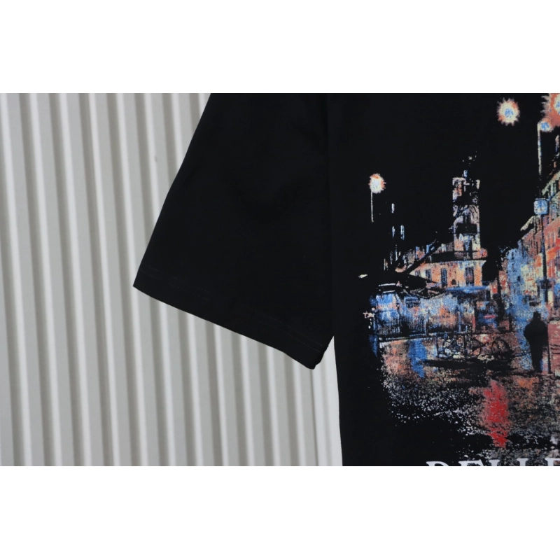 Balenciaga Night Scene Print T-shirt Black
