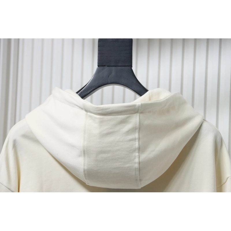 Gucci Musical Note Signature Logo Letter Embroidered Hoodie Apricot