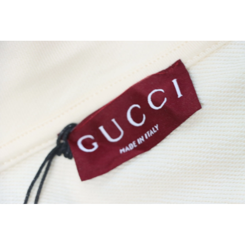 Gucci Musical Note Signature Logo Letter Embroidered Hoodie Apricot