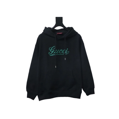 Gucci Musical Note Signature Logo Letter Embroidered Hoodie Black 01