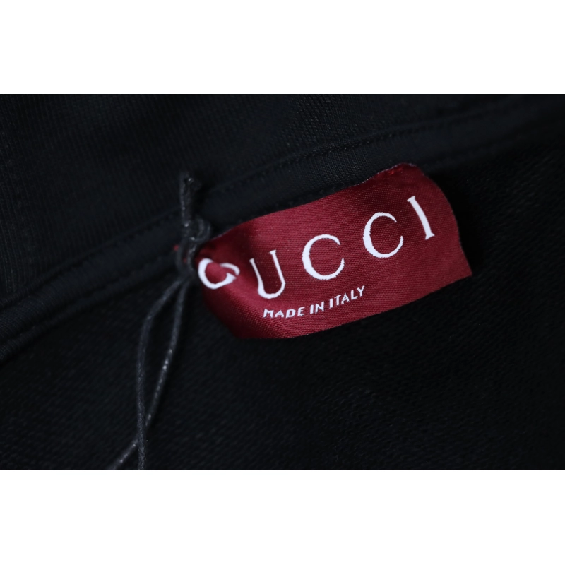 Gucci Musical Note Signature Logo Letter Embroidered Hoodie Black