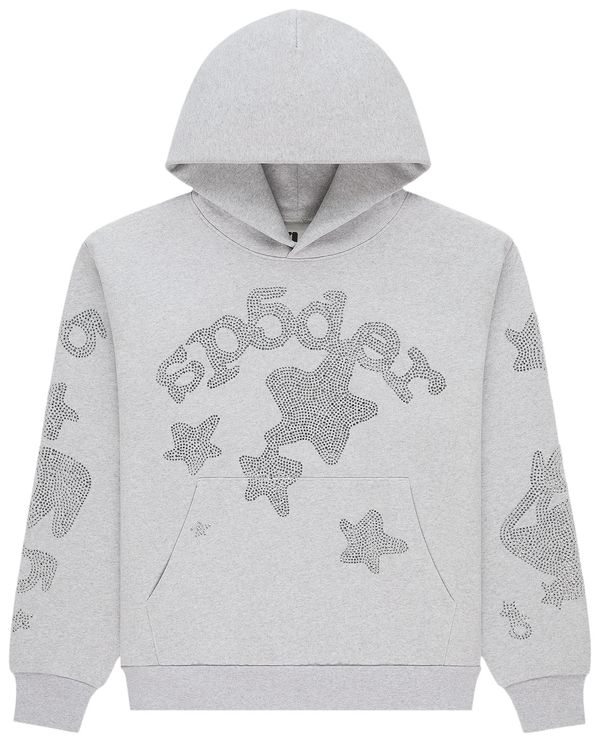Sp5der Rhinestone Beluga Hoodie 'Heather Grey'