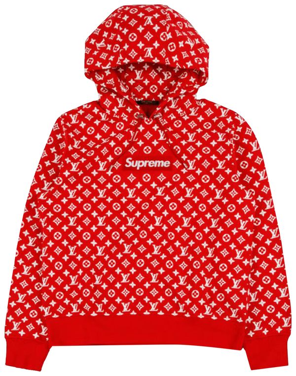 Louis Vuitton x Supreme Box Logo Hooded Sweatshirt 'Red'