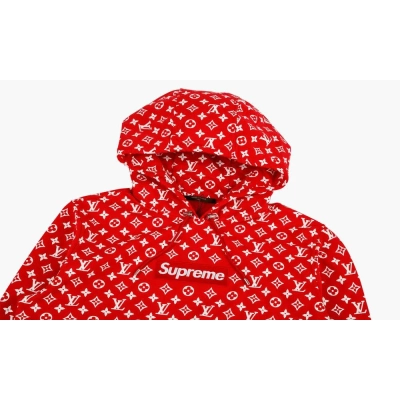 Louis Vuitton x Supreme Box Logo Hooded Sweatshirt 'Red' 02
