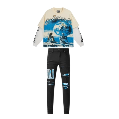 Godspeed Artificial Love Layered Long Sleeve T-shirt Bone #3155+Amiri Jeans PK 8805 01