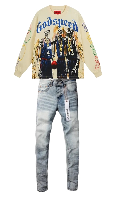  Godspeed Dream Team Long Sleeve T-shirt #3106 Apricot+Purple Brand Fashion Men Jeans YZ072421