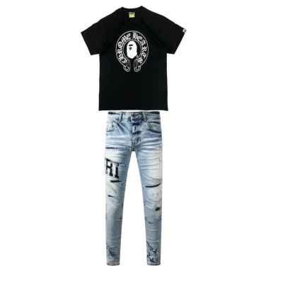 BAPE x Chrome Hearts Baby Milo T-shirt Black+Amiri Jean 8920 01