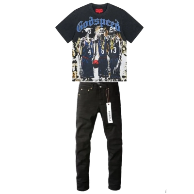Godspeed Dream Team Tee #1023 Grey Wash+Purple Brand Fashion Men Jeans 4 01