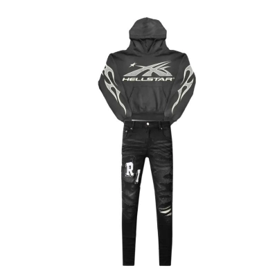 Hellstar Sport Hoodie Black FW23 + Amiri Jeans PK 8815 01