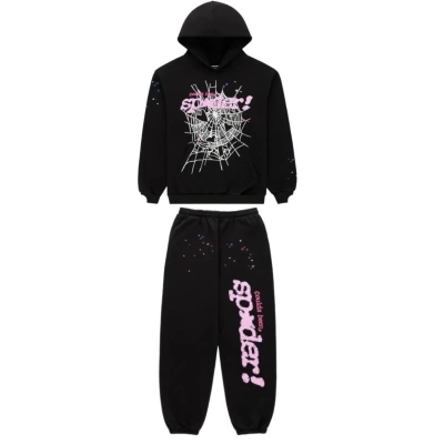 Sp5der black tracksuit suit 01