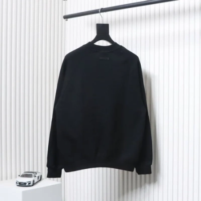 Fear of God FOG double line 24FW FG letter round neck black hoodie 02