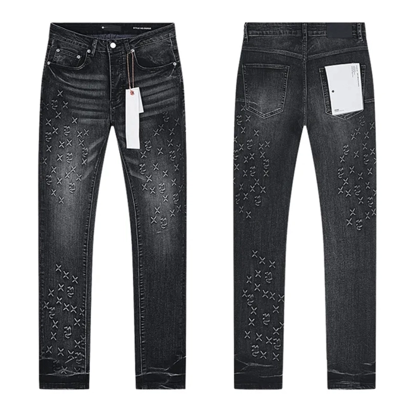 Purple Brand Jeans Cross-Embroidered Jeans