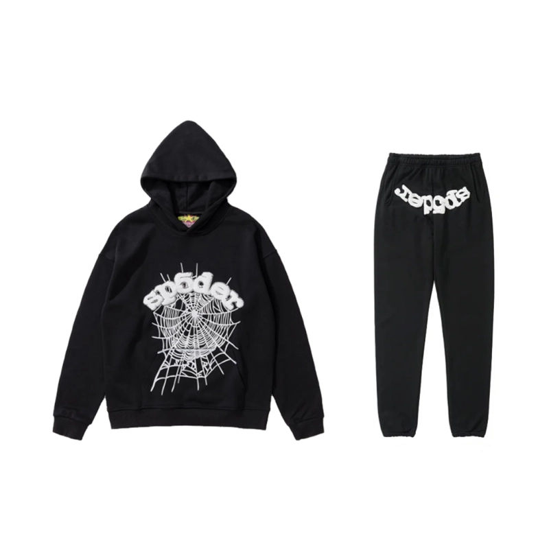 Sp5der Web Hoodie/Sweatpant Set Black