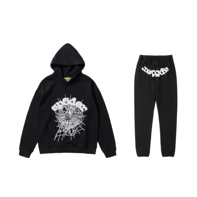 Sp5der Web Hoodie/Sweatpant Set Black 01