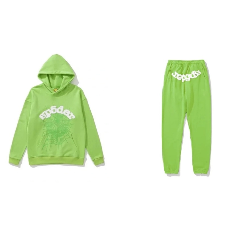 Sp5der Web Hoodie/Sweatpant Set Green