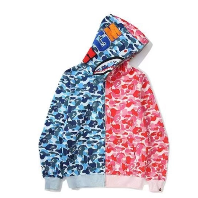BAPE Camo Zip Hoodie Blue and Pink Patchwork 01