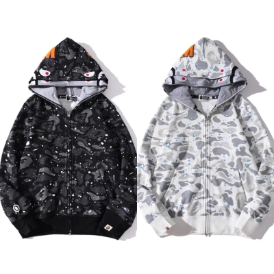 BAPE Starry Sky Zip Hoodie White and Black 01