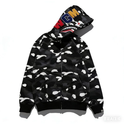 BAPE Zip  Camo Hoodie Spotted Black 01