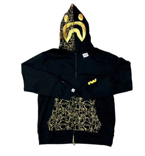 BAPE Zip Hoodie Black Gold