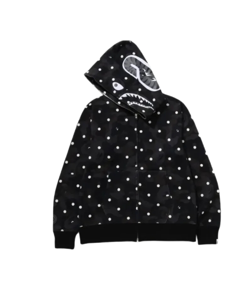 BAPE Zip Hoodie Polka Dot Black
