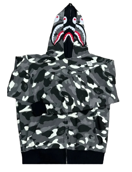 BAPE Camo Zip Hoodie Spotted Black
