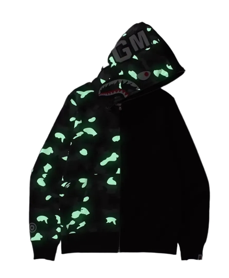  BAPE Zip Hoodie Luminous Black
