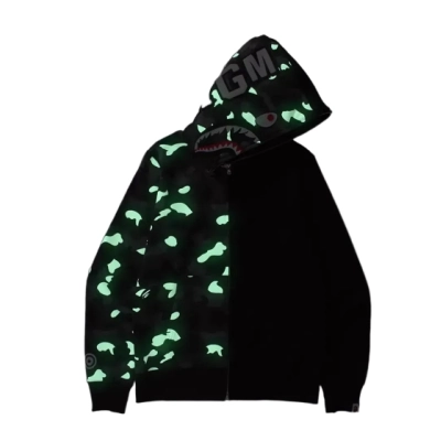  BAPE Zip Hoodie Luminous Black 01