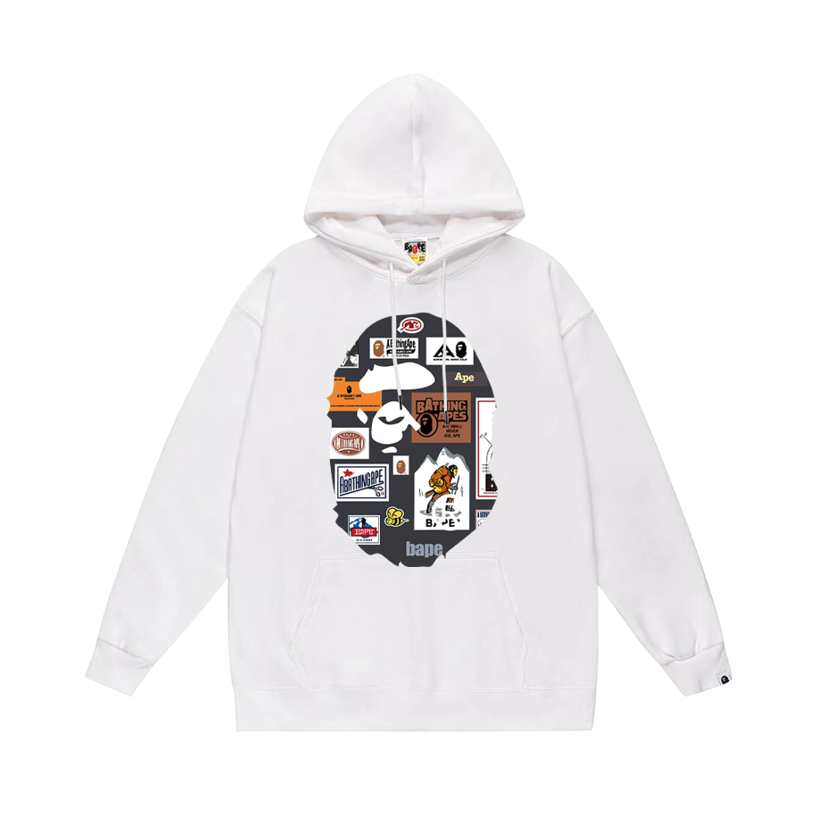 BAPE Multi Camo Signature Ape Head Pullover Hoodie Black/White/Gray