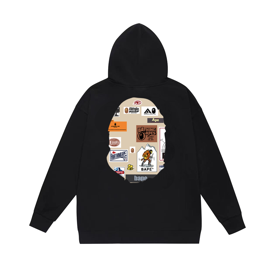 BAPE Multi Camo Signature Ape Head Pullover Hoodie Black/White/Gray