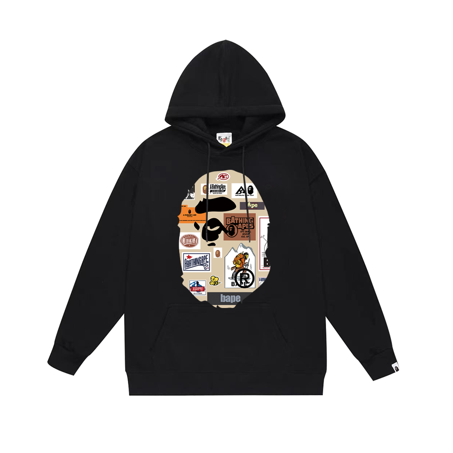 BAPE Multi Camo Signature Ape Head Pullover Hoodie Black/White/Gray