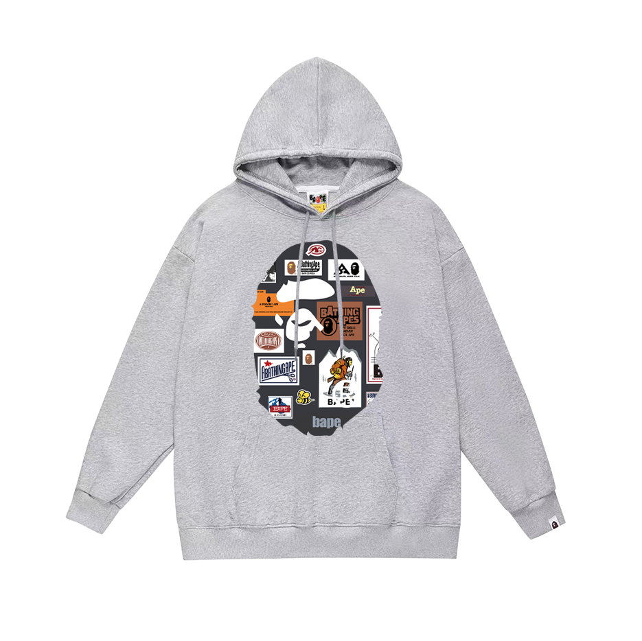 BAPE Multi Camo Signature Ape Head Pullover Hoodie Black/White/Gray