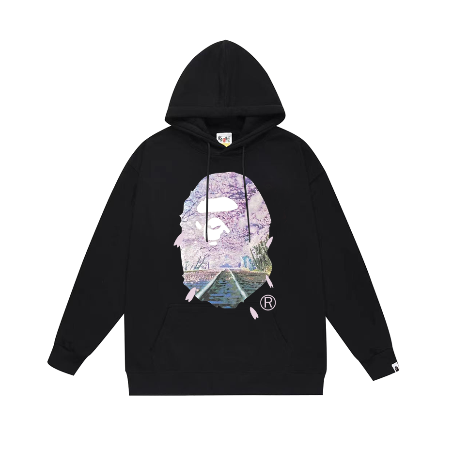 BAPE Sakura Photo Ape Head Pullover Hoodie Black/White/Gray