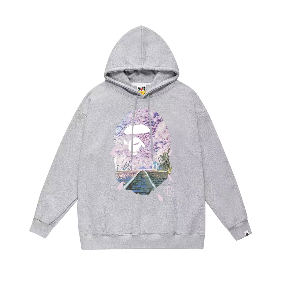 BAPE Sakura Photo Ape Head Pullover Hoodie Black/White/Gray
