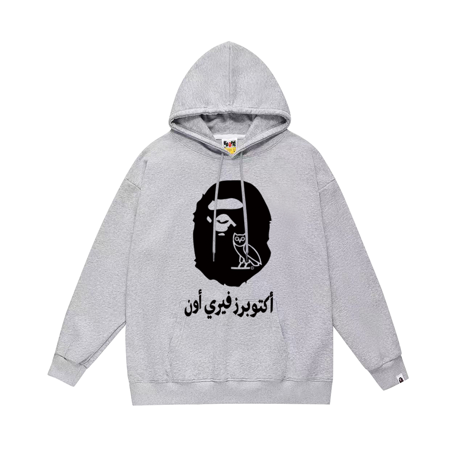 BAPE x OVO Dubai Exclusive Ape Head Pullover Hoodie Black/White/Gray