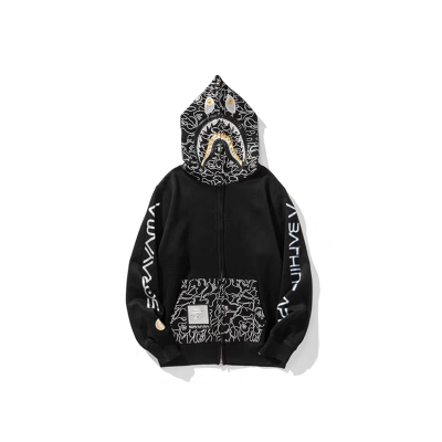 BAPE Zip Hoodie  Black/White 01